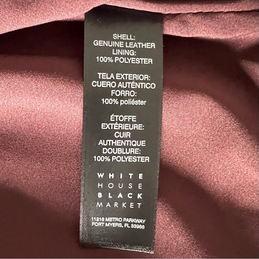 White House Black Market Burgundy Leather Jacket, Size Small - Picture 4 of 9